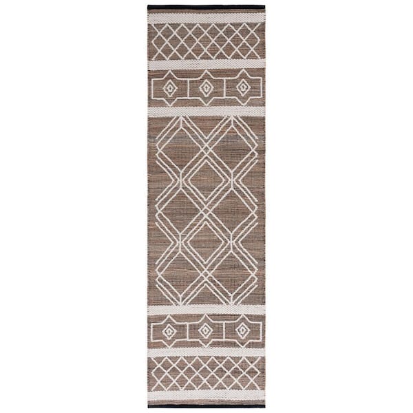 SAFAVIEH Natural Fiber Beige/Ivory 2 ft. x 8 ft. Woven Geometric Runner Rug