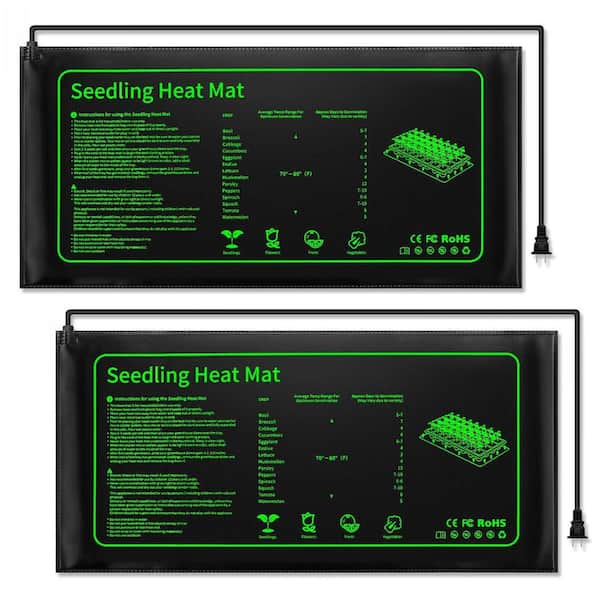 (2-Piece) 20.75 in. x 10 in. 20 Watt Waterproof Plant Heat Mat for Seeds Germination and Microgreen Trays