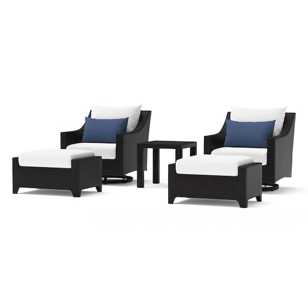 RST BRANDS Deco 5-Piece Wicker Motion Patio Conversation Set with Sunbrella Bliss Ink Cushions