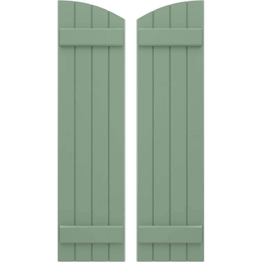 14 in. W x 53 in. H Americraft Exterior Real Wood Joined Board and Batten Shutters with Elliptical Top Track Green price history on PriceWatchPro