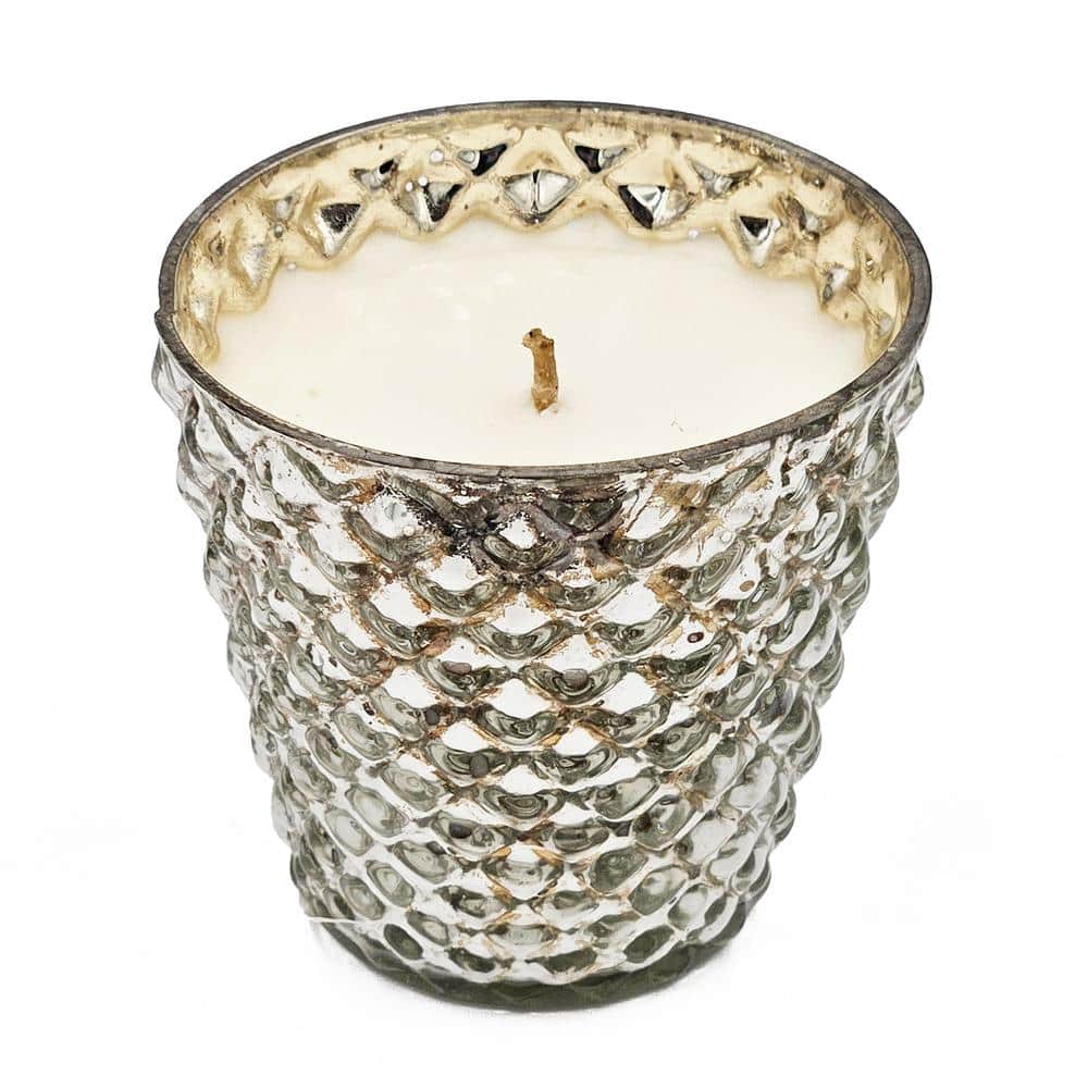 White Earl Grey Scented Soy Wax Candle, Silver Glass Texture Scented Soy Wa