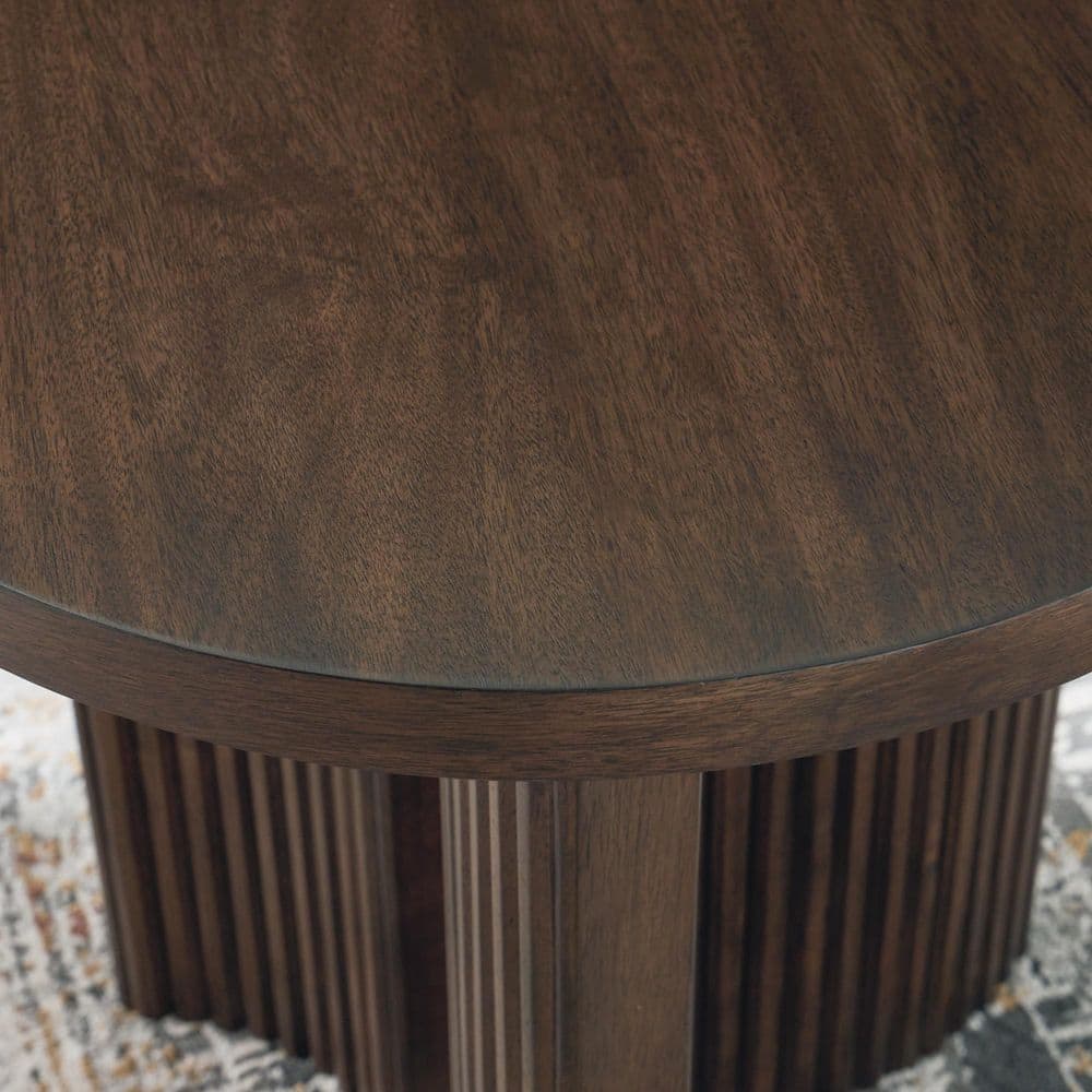 Korestone Dark Brown Round Wood End Table