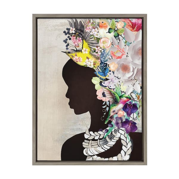 Kate and Laurel Sylvie Natural Woman by Nikki Chu Framed Canvas Flower Art Print 18 in. x 24 in.