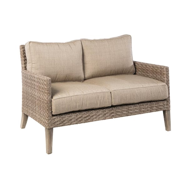 Alfresco Home Vintage Cornwall Wicker Outdoor Loveseat Without Cushions