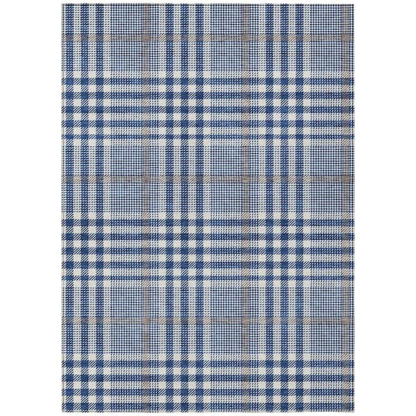 Chantille Machine Washable Indoor/Outdoor Abstract ACN1054 Navy 8 ft. x 10 ft. Area Rug