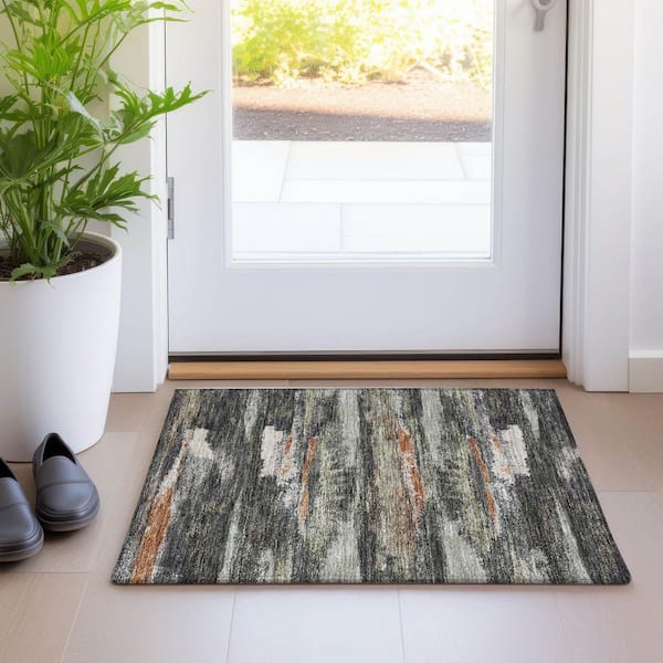 Chantille Machine Washable Indoor/Outdoor Abstract ACN942 Charcoal 1 ft. 8 in. x 2 ft. 6 in. Area Rug
