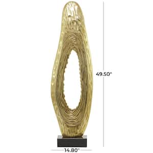 5 in. x 50 in. Gold Aluminum Teardrop Abstract Sculpture with Black Base