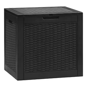 31 Gal. Outdoor Rattan Storage Box with Lock for Tools, Pillows, Supplies, Pet Stuff and Pool Accessories Deck Box