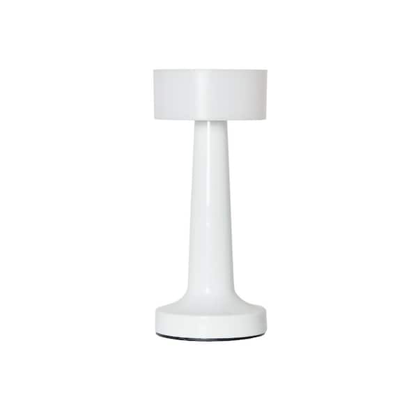 8.5 in. Mushroom Magic Dimming and Rechargeable Cordless 4-Way Touch Sensor Saucer Novelty Desk Lamp, White
