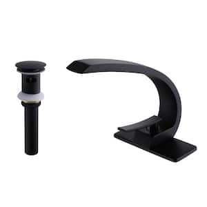 Single Handle Single Hole Bathroom Faucet with Drain Assembly Modern Brass Bathroom Sink Taps in Matte Black
