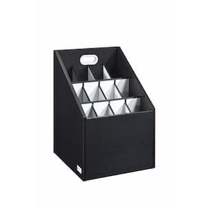 12-Slot Wooden Vertical Blueprint Roll File Storage Cabinet, Black