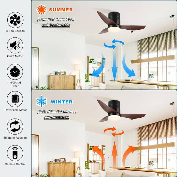 Jushua 36 in. Brown Indoor Downrod Mount Ceiling Fan with