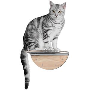 MYZOO Beige Round Lack Clear Wall Mounted Cat Shelves with Transparent Board Furniture Cover