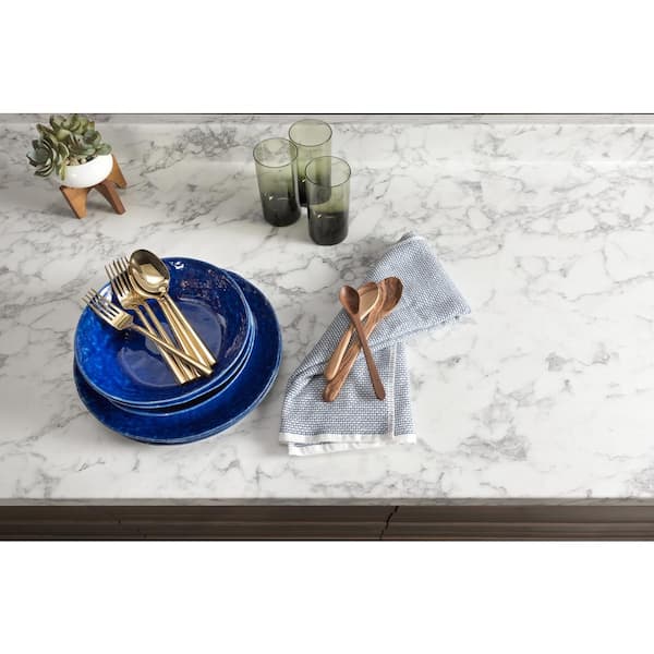 4 ft. x 8 ft. Laminate Sheet in Marmo Bianco Premium Textured Gloss Finish