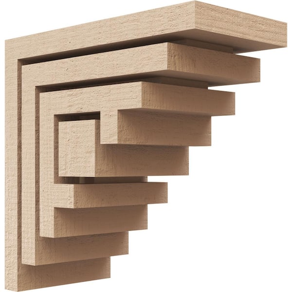 Ekena Millwork 2 in. x 4 in. x 4 in. Series 1 Classic Landon Rough Cedar Woodgrain Timberthane Polyurethane Corbel, Primed Tan