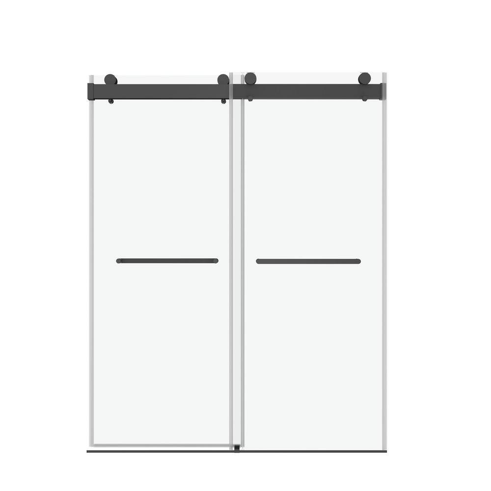 60 in. W x 76 in. H Double Sliding Frameless Shower Door with Premium 3/8 i