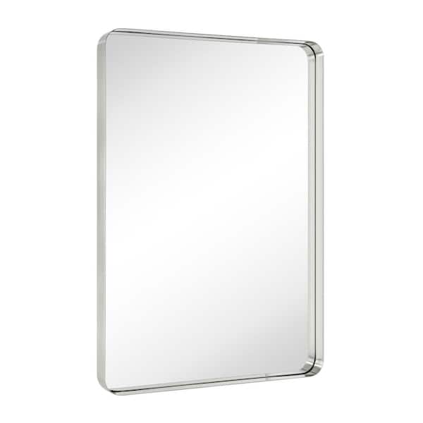 TEHOME Arthers 30 in. W x 40 in. H Rectangular Stainless Steel Framed Wall Mounted Bathroom Vanity Mirror in Brushed Nickel