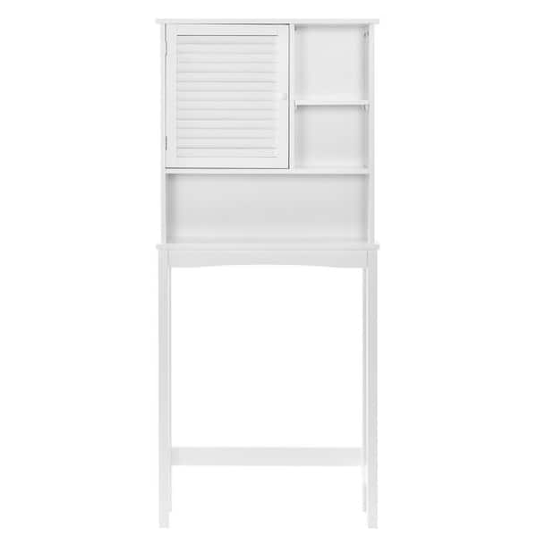 Unbranded 27.6 in. W x 7.7 in. D x 63.8 in. H White Bathroom Over-the-Toilet Storage Cabinet Linen Cabinet with Door and Shelves