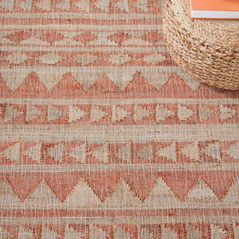 Natural and Rust Wool Handmade 8' x 10' Area Rug