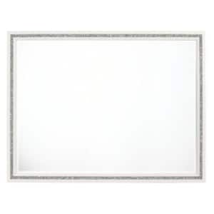 35 in. H x 1 in. W Solid Wood White Rectangular Framed Classic Mirror Shimmering Silver Accent Landscape