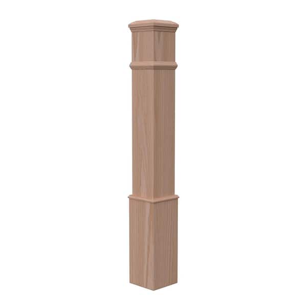 Stair Parts 56 in. x 7-1/2 in. Red Oak Plain Box Newel Post