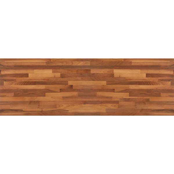 10 ft. L x 25 in. D Unfinished Walnut Solid Wood Butcher Block Countertop With Edge