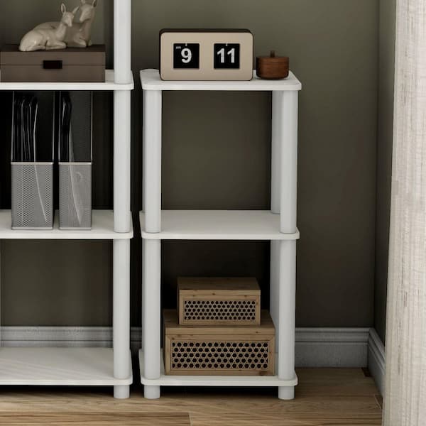 Quincy 30.1 in. Tall White Engineered Wood Display 3-Shelf Modular Bookcase With Support Rods