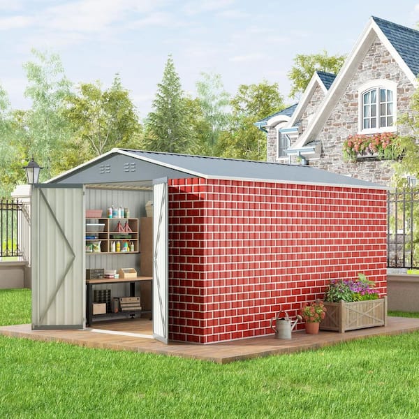 8 ft. W x 12 ft. D Metal Storage Shed Large Garden Tool Shed with Lockable Doors (96 sq. ft.)