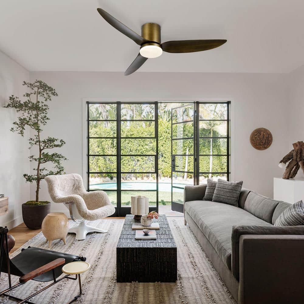 52" Bronze Smart Ceiling Fan with Dimmable LED Light Kit