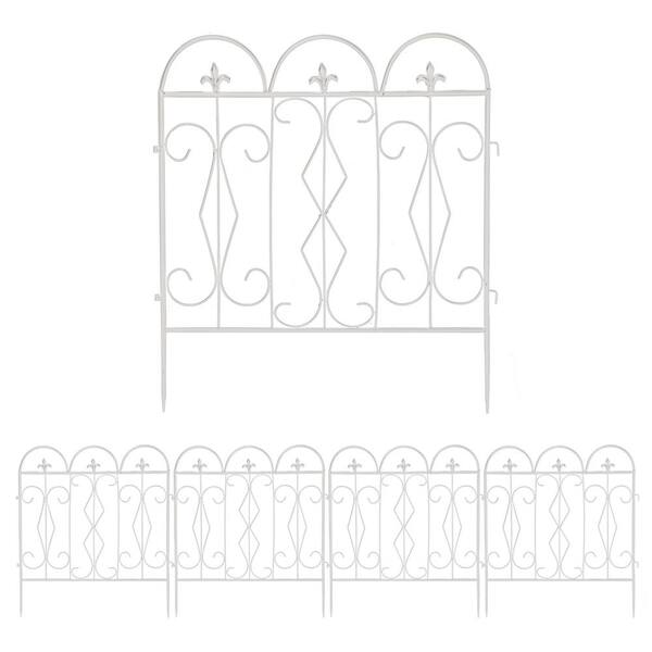 AESOME 24 in. Metal Garden Fence Decorative White Fencing Panels for Yard Landscape Patio Lawn
