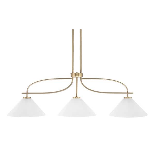 Unbranded Olympia 3-Light New Age Brass Chandelier with White Marble Glass Shades