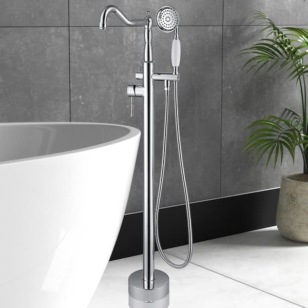 Staykiwi 2-Handle Freestanding Tub Faucet with Hand Shower in Chrome