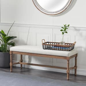 Brown Bench with Burlap Seat 18 in. X 47 in. X 16 in.