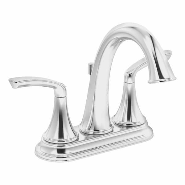 Symmons Elm 4 in. Centerset 2-Handle Mid-Arc Bathroom Faucet with Pop-Up Drain in Polished Chrome