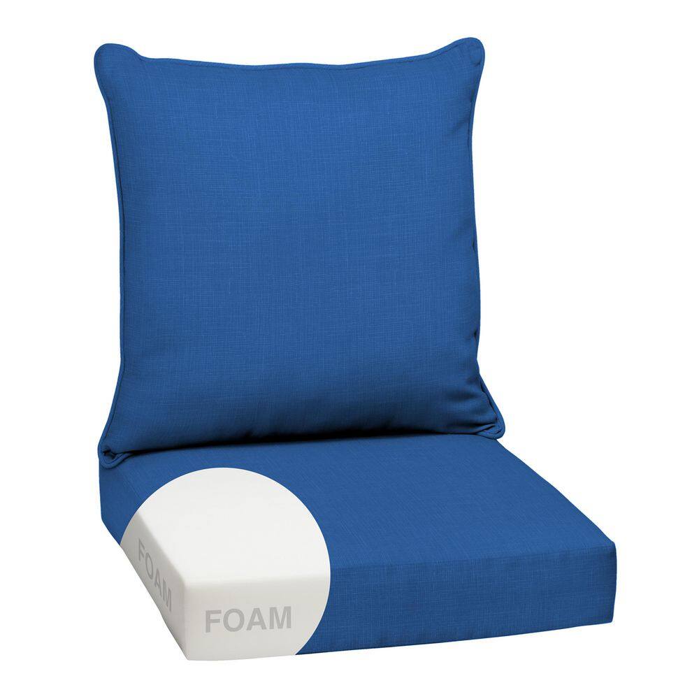 24 in. x 24 in. 2-Piece Foam Deep Seating Outdoor Lounge Chair Cushion in Cobalt Blue Texture price history on PriceWatchPro