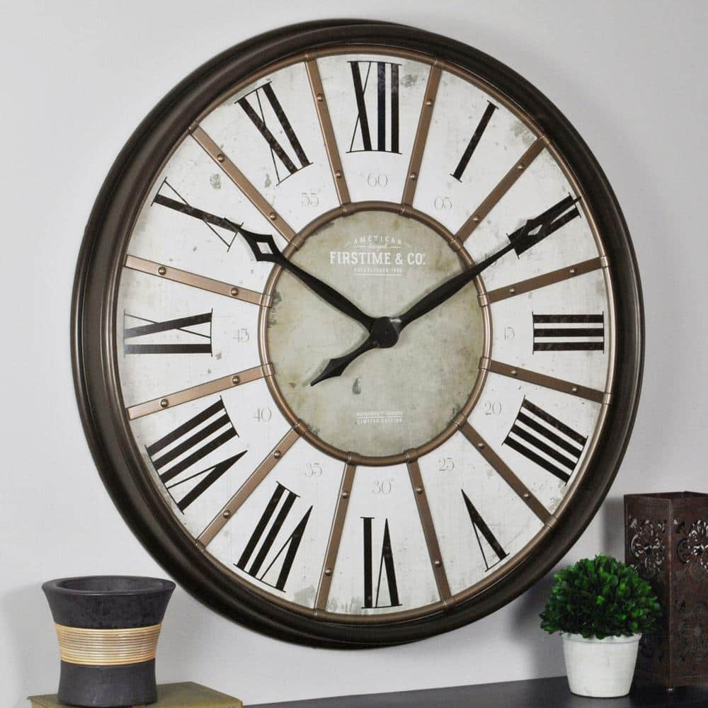 Firstime 29 In Roman Oil Rubbed Bronze Wall Clock 00245 The Home Depot