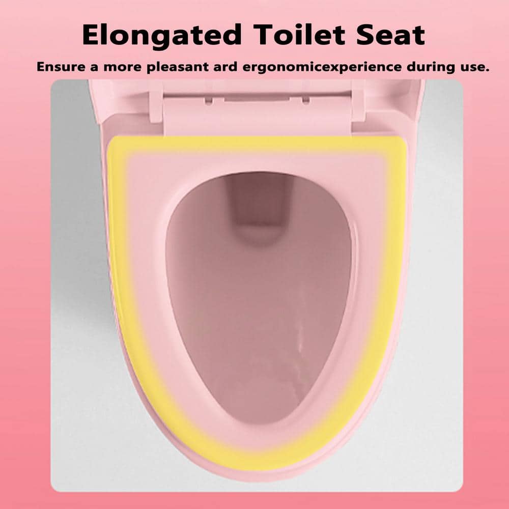 Matte Pink Elongated Dual Flush One-Piece Toilet
