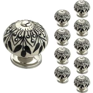 Crystalled 1-3/5 in. Black and Cream Cabinet Knob (10-Pack)