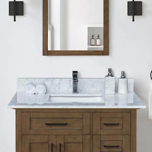 37 in. W x 22 in. D Marble Bathroom Vanity Top in Lightning White with Single Sink and 1 Faucet Hole with Backsplash
