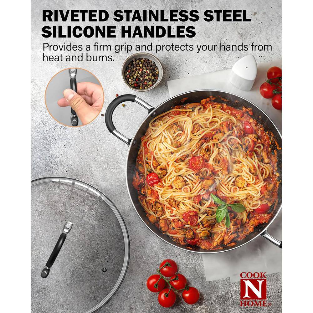 6-Quart Black Nonstick Aluminum Stockpot with Glass Lid