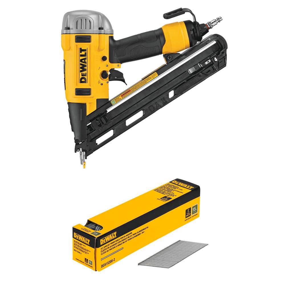 2-1/2 in. 15-Gauge Pneumatic DA Finish Nailer with 2 in. x 15-Gauge Bright Finish Angled Finish Nails (2500 Pieces) price history on PriceWatchPro