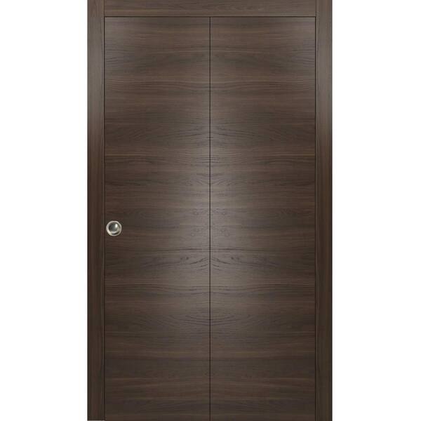 Sartodoors 0010 60 in. x 84 in. Flush Solid Wood Chocolate Ash Finished ...