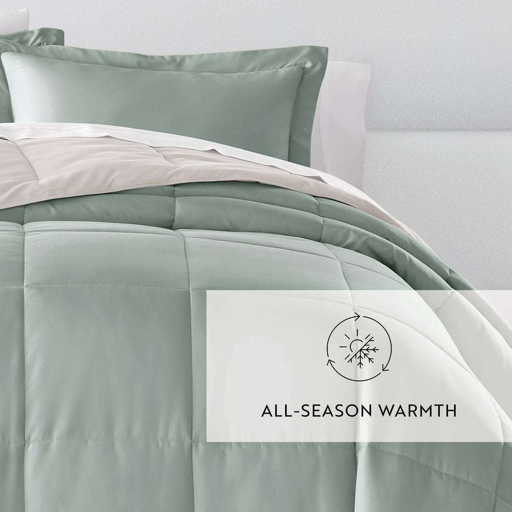 Twin Eucalyptus and Natural Microfiber Reversible Comforter Set