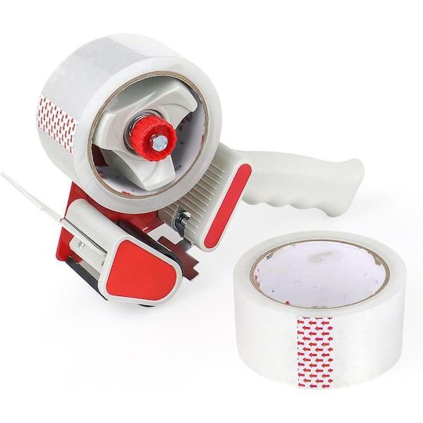 Heavy Duty 2 in. Tape Dispenser Gun with Clear Tape Refills for Efficient Box Sealing and Packing