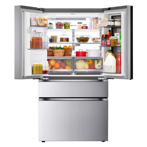 29 cu. ft. Standard Depth MyColor Mirrored InstaView 4-Door French Door Refrigerator in Stainless Steel w/Mini Craft Ice