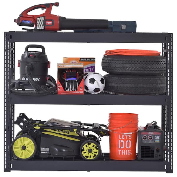 3-Shelf Metal Industrial Duty Freestanding Garage Storage Shelving Unit in Black (65 in. W x 54 in. H x 24 in. D)