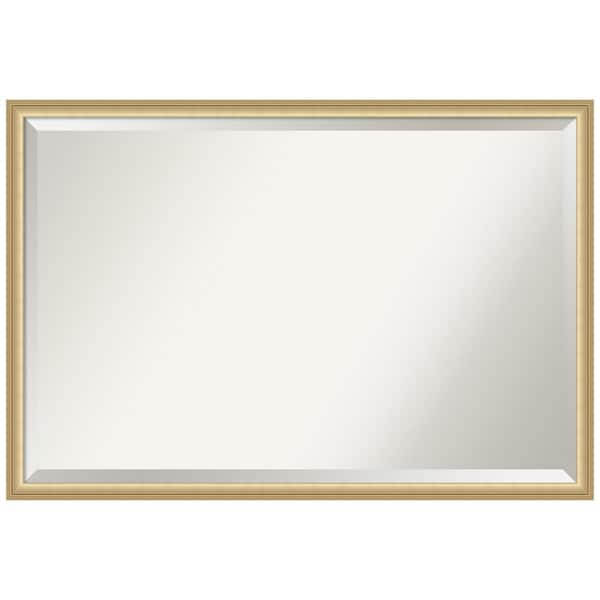 Amanti Art Florence Gold 37.75 in. x 25.75 in. Beveled Casual Rectangle Framed Bathroom Wall Mirror in Gold