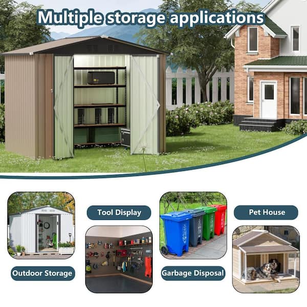 Galvanized Steel 8 ft. W x 6 ft. D Apex Roof Metal Shed with