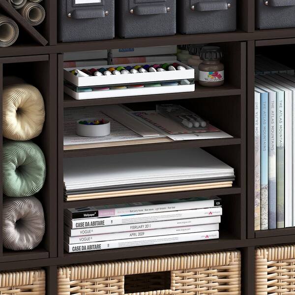 Furinno CUBICLE 12.9 in. Tall Dark Oak Wood 3-Shelf Bookcase