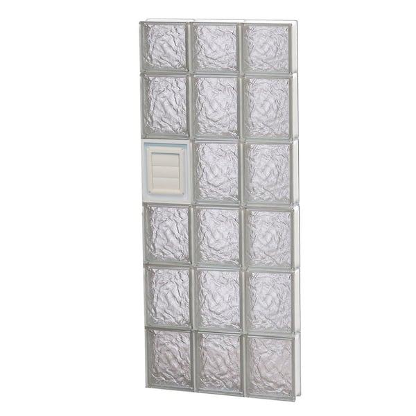 Clearly Secure 17.25 in. x 44.5 in. x 3.125 in. Frameless Ice Pattern Glass Block Window with Dryer Vent
